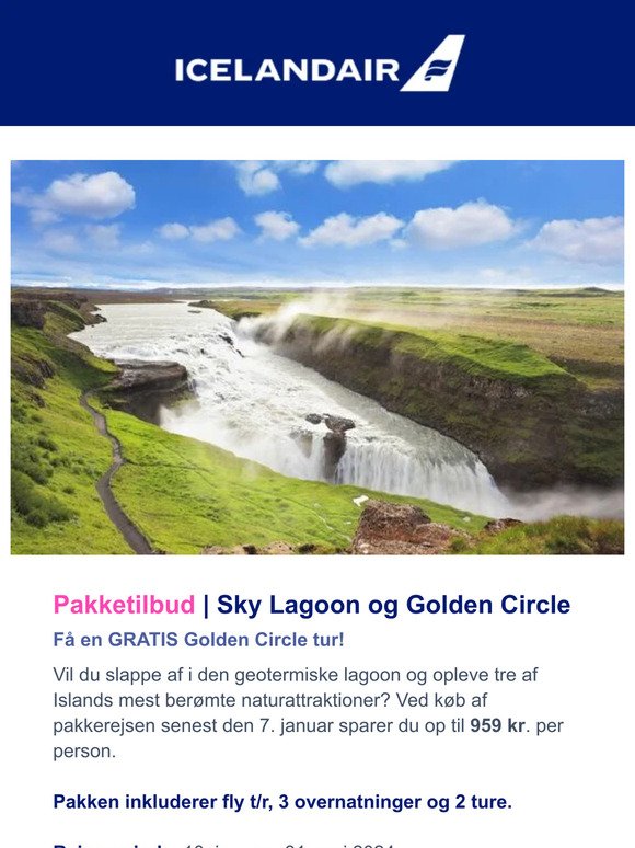 Pakketilbud - Få en GRATIS Golden Circle tur!