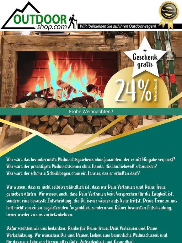 Outdoor-Shop.com - Wir wünschen dir Frohe und friedliche Weihnachten! Hier kommt dein Geschenk...