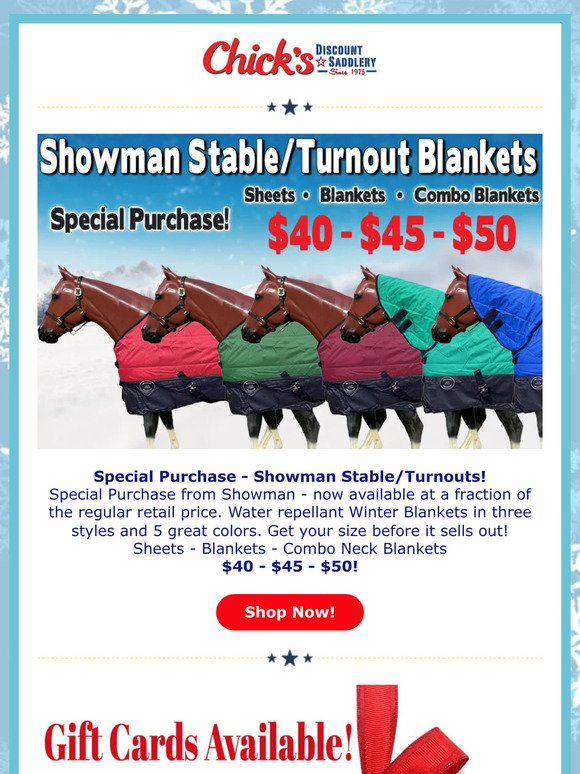 $40-$45-$50 Blanket Sale! 🐴 ❄️