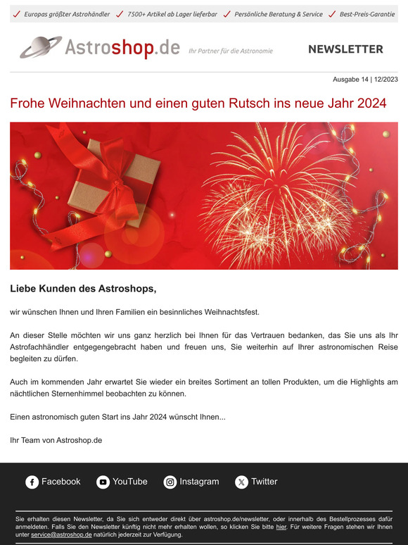 🎄🌠 Frohe Weihnachten und einen guten Rutsch ins neue Jahr 2024 🔭🎆🎇