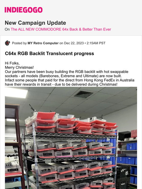 Indiegogo 📢 Update 30 from The ALL NEW COMMODORE 64x Back & Better