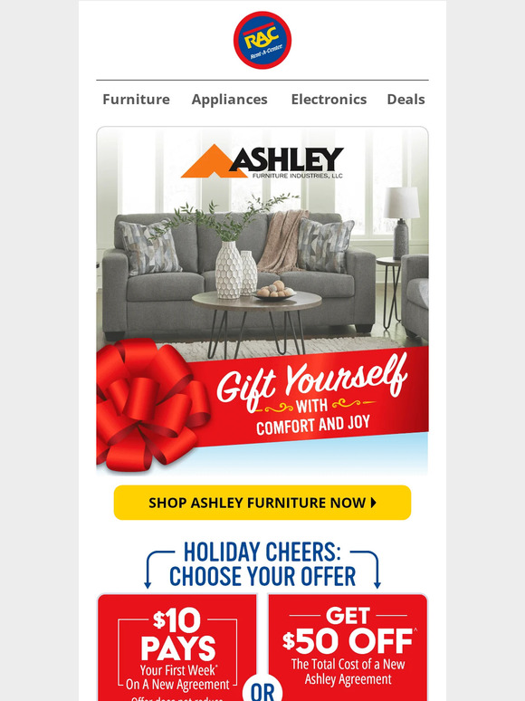 RentACenter Fun Ashley Furniture + Choose Your Offer Milled