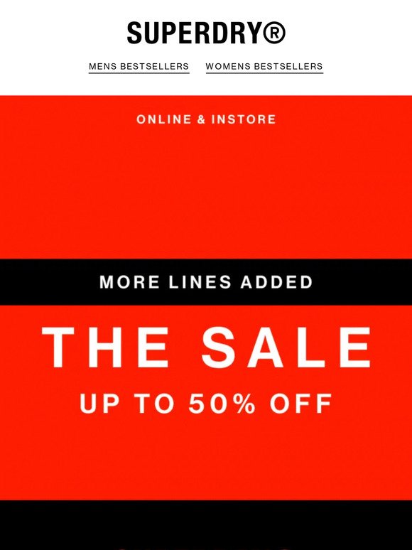 Up To 50% Off + More Lines Added