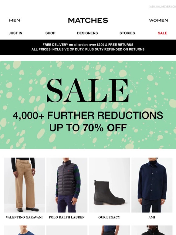 Matches Fashion Email Newsletters Shop Sales, Discounts, and Coupon Codes