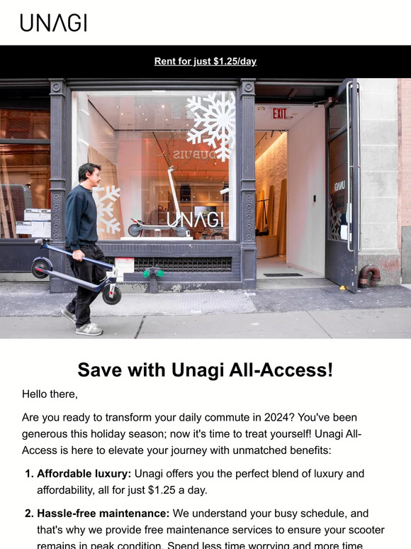 Unagi Scooters 💰 Save with Unagi AllAccess! Milled