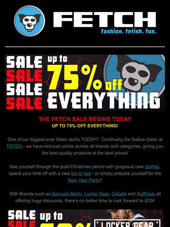 SALE NOW ON - Up to 75% off EVERYTHING - Starts Today!
