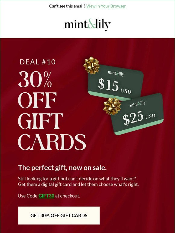 30% OFF Gift Cards - get those last min gifts! 🎁
