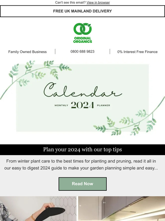 original organics FREE 2024 Calendar for Gardeners Milled