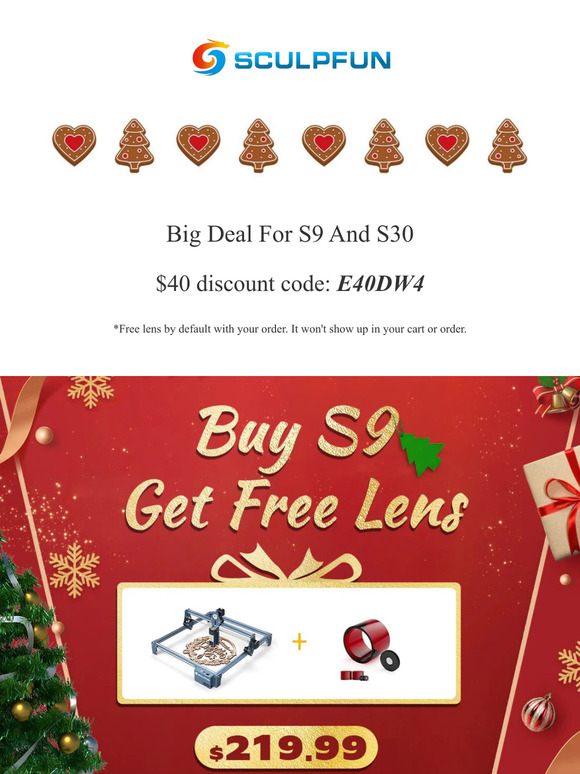 SCULPFUN 40 off And Free Lens For S9 and S30 Milled