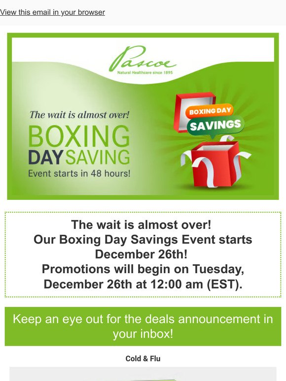 The wait is almost over! Boxing Day Savings Event starts in 48 hours!!