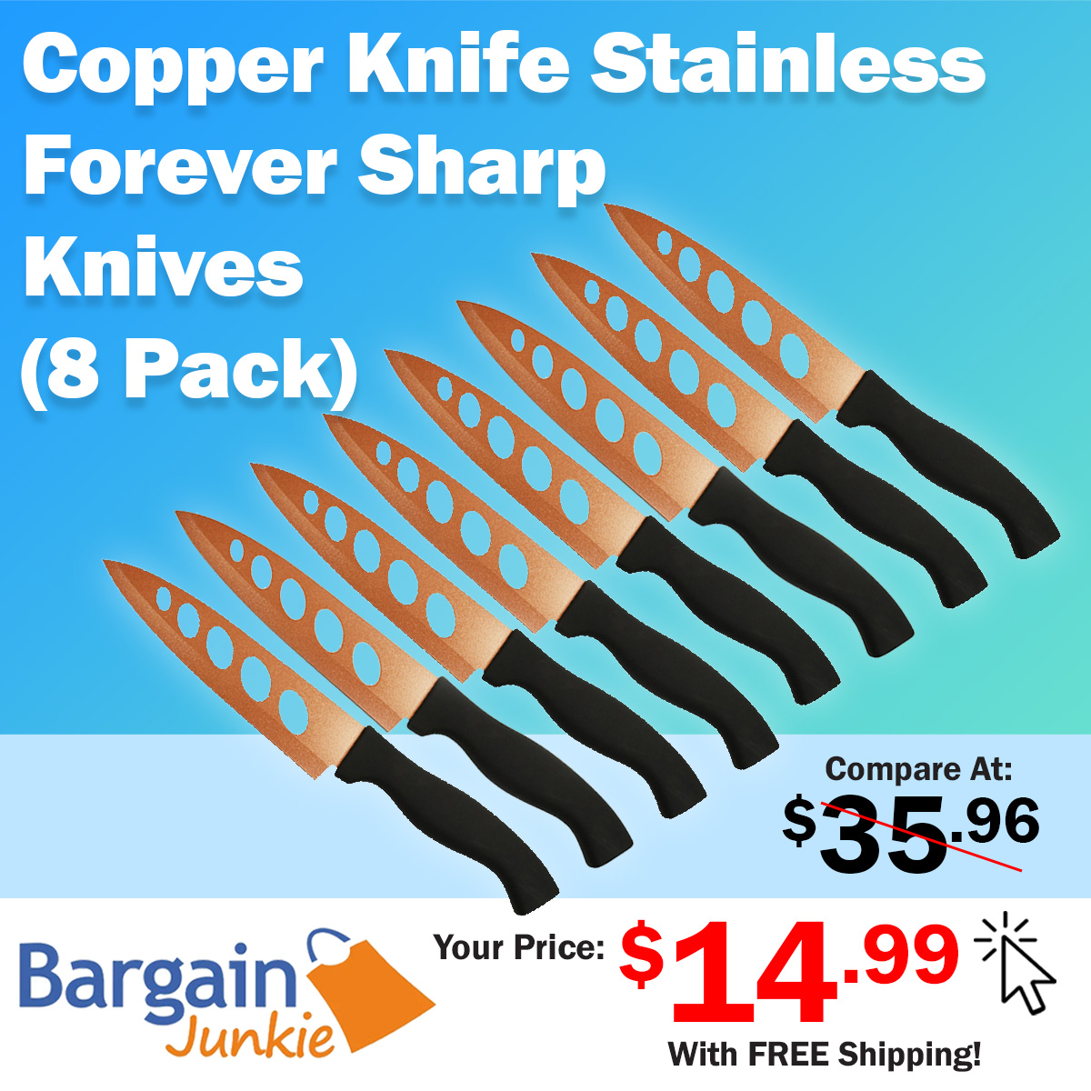 Copper Knife - 2 Pack. Never Needs Sharpening - COPPER KNIFE Stainless  Steel Stays Sharp Forever