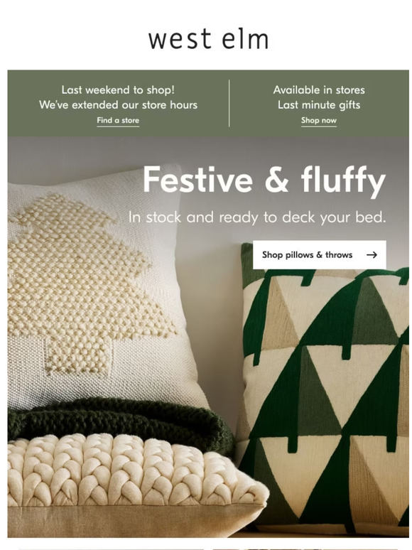 West Elm Holiday pillows & throws Milled