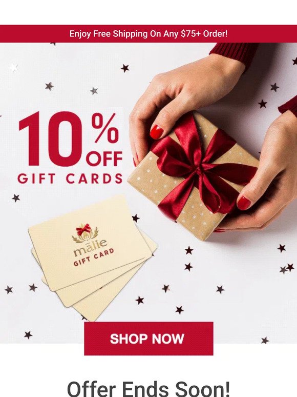Last Chance for 10% Off Mālie Gift Cards 🎄