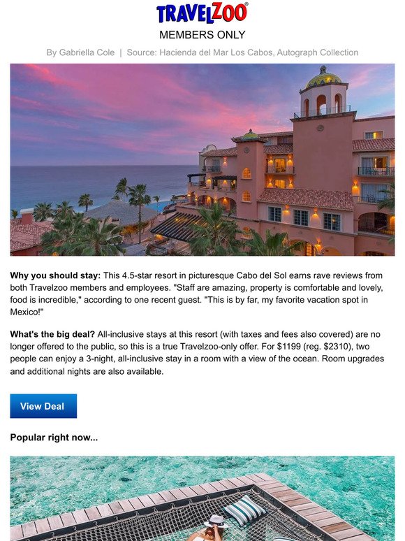 $1199—Cabo all-inclusive resort for 3 nights, 50% off