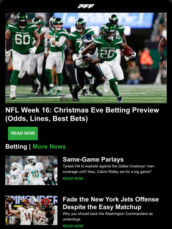 pro football focus NFL Christmas Eve Betting Preview, Fantasy