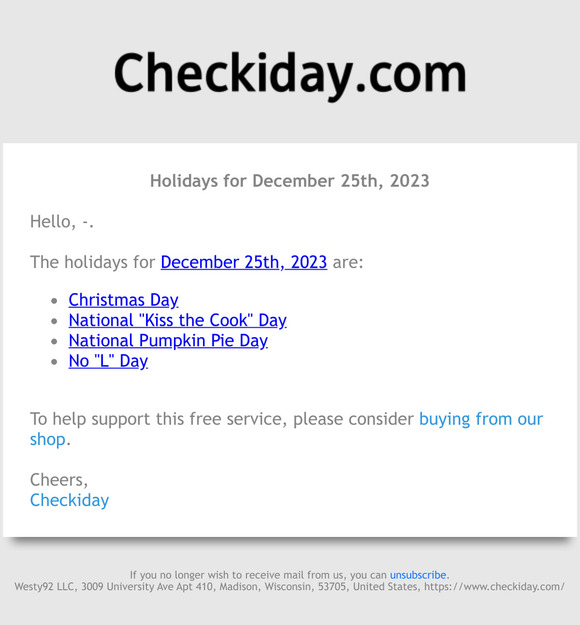 Checkiday: Holidays For December 25th, 2023! 📅🎉 | Milled