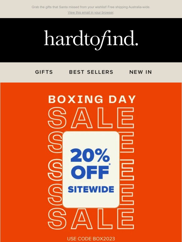 Boxing Day Sale 20% Off Sitewide
