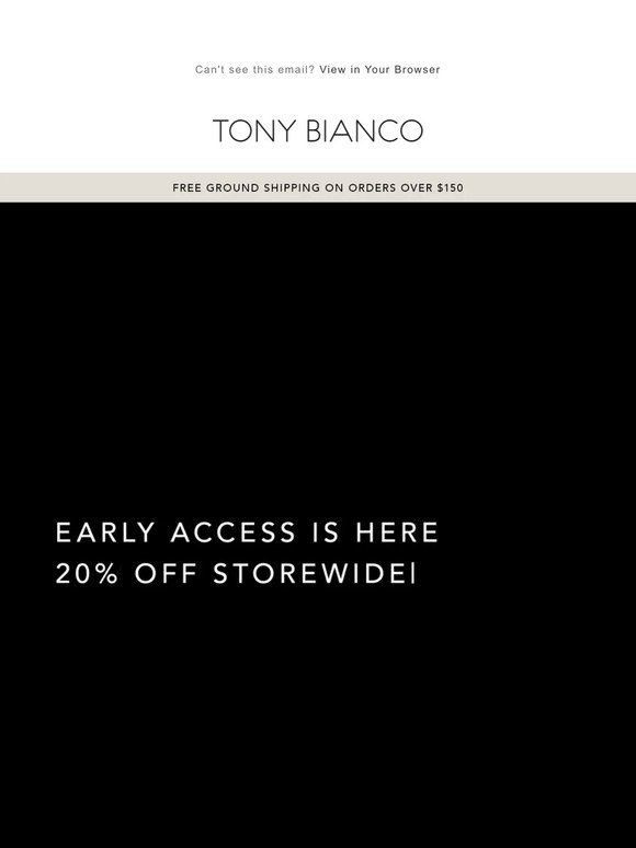 SHOP 20% OFF ✨ END OF SEASON SALE EARLY ACCESS