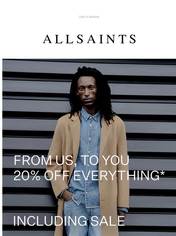 From us, to you: 20% off everything