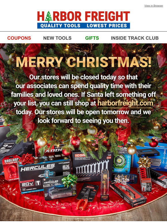 Harbor Freight Tools Merry Christmas from Harbor Freight Milled