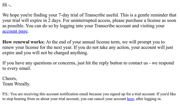 Your Transcribe Trial