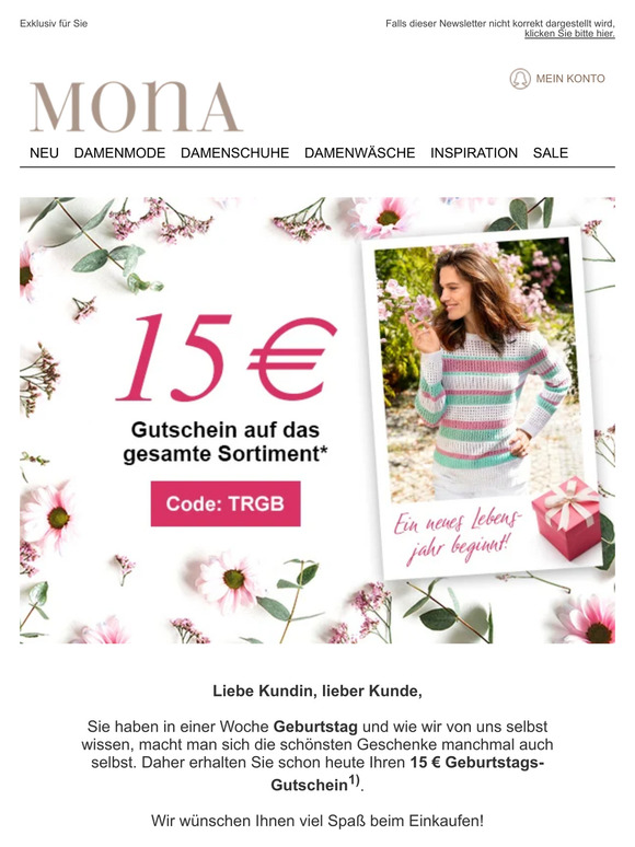 Ihr 15 € Geburtstags-Gutschein ist bereits reserviert