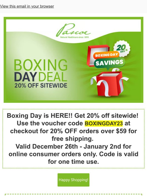 Boxing Day Savings Event is LIVE! 20% OFF sitewide!
