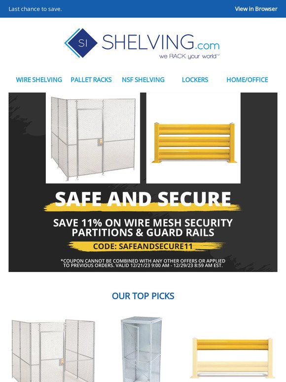 Protect Products & Personnel With 11% Off Partitions & Guard Rails