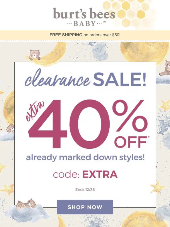 Extra 40% off Clearance Sale!