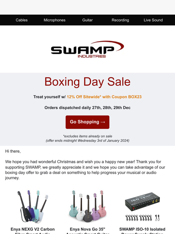 Boxing Day Sale 🎁 12% Off Sitewide Coupon + Deals up to 50% off 🥊 Ends 3rd Jan