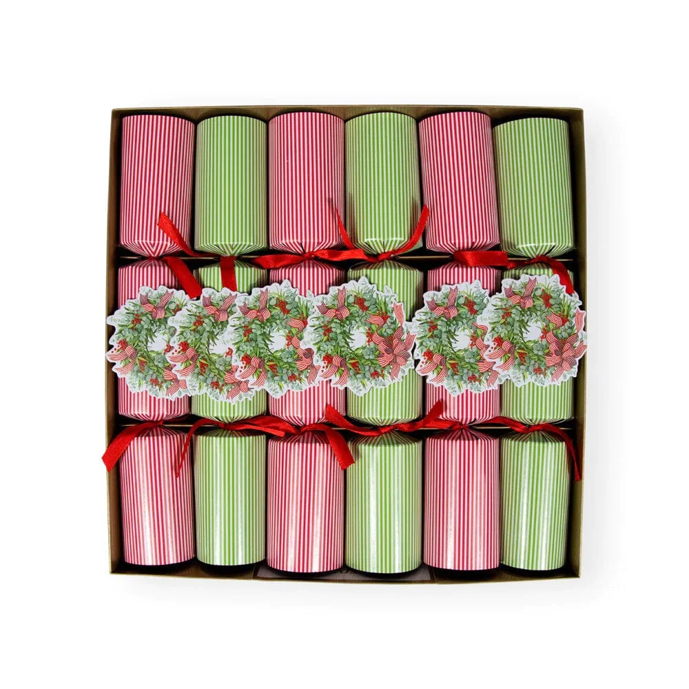 Image of Ribbon Stripe Wreath Christmas Cracker - 6 per Box