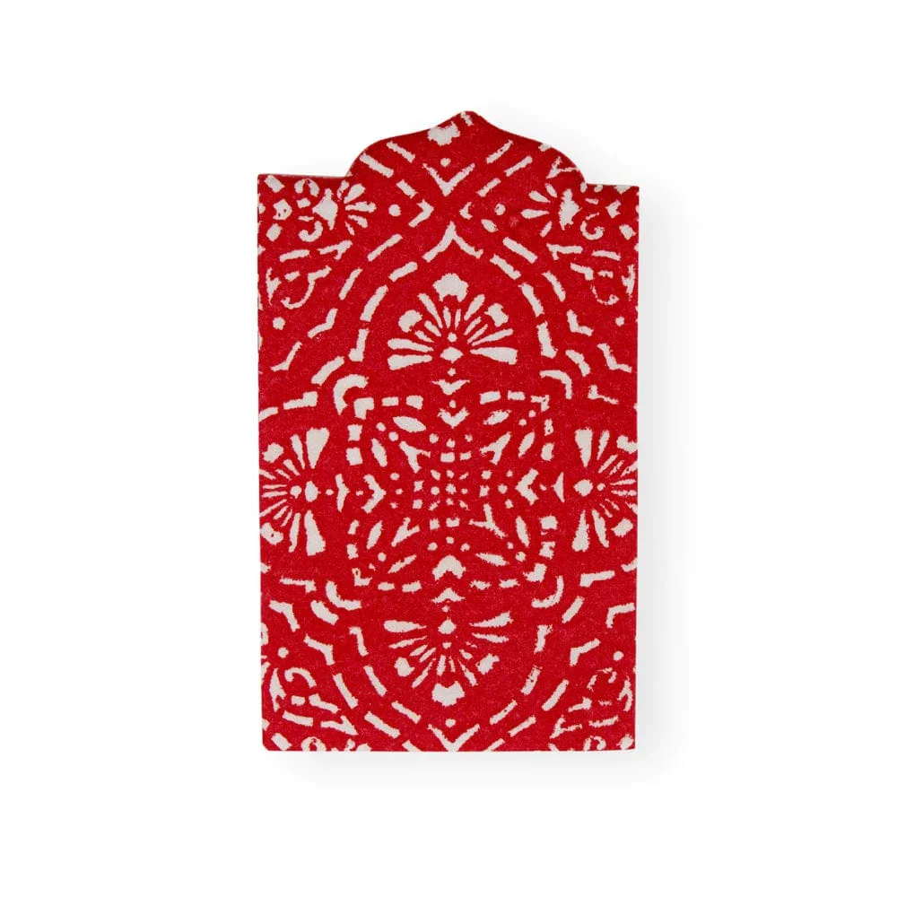 Image of Annika Die-Cut Paper Linen Guest Towel Napkins in Red - 12 Per Package
