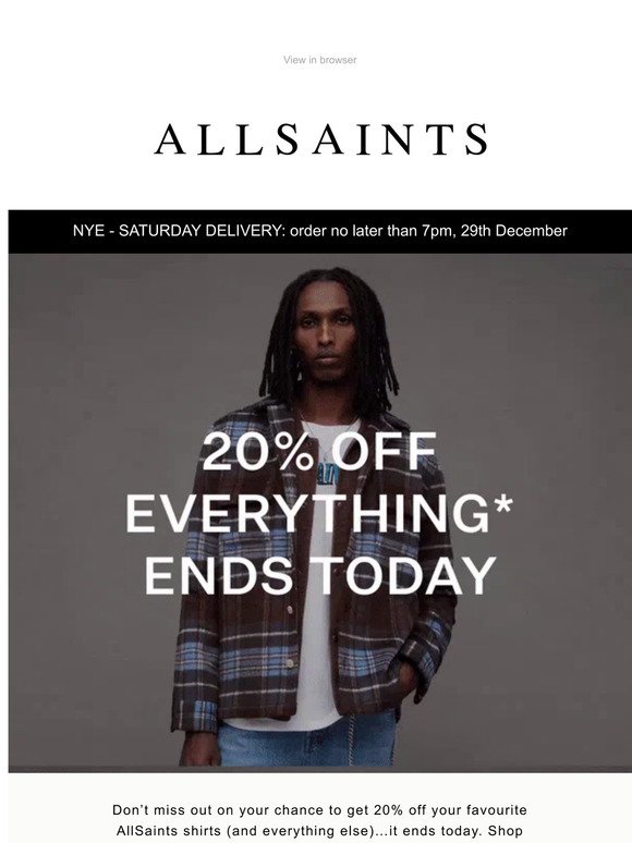20% off everything ends today