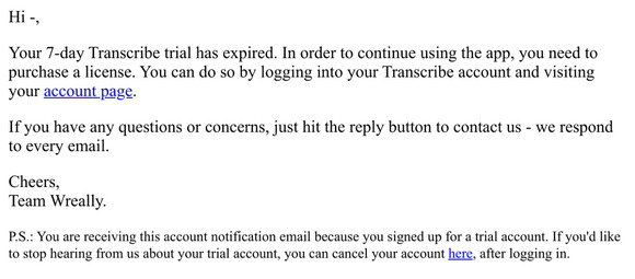 Thank you for trying out Transcribe