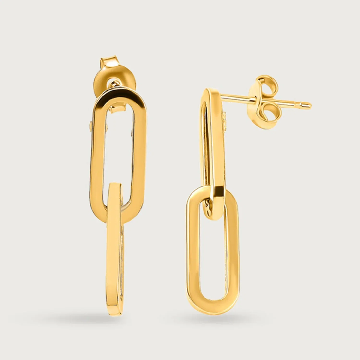 Image of Paperclip Link Earrings in 9K Yellow Gold