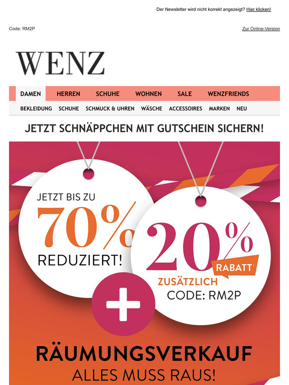 📣 20% Gutschein auf SALE im Räumungsverkauf