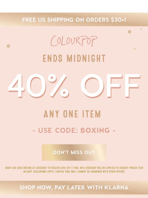 LAST CHANCE to get 40% off any one item! 💖