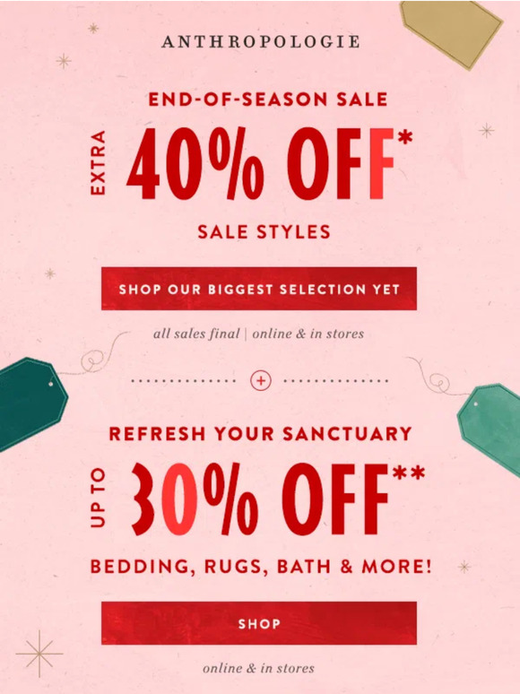 Anthropologie Email Newsletters Shop Sales, Discounts, and Coupon Codes