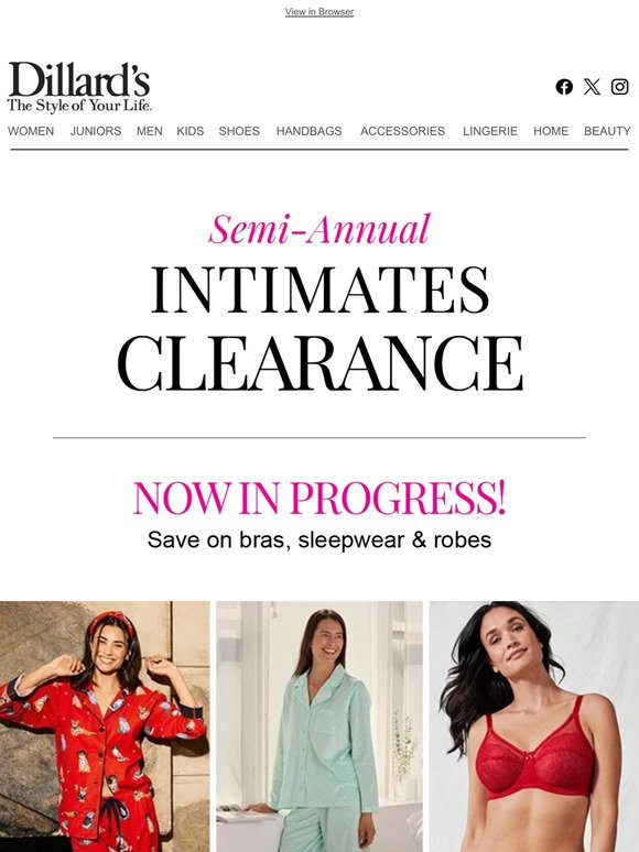 Dillards: Semi-Annual Intimates Clearance