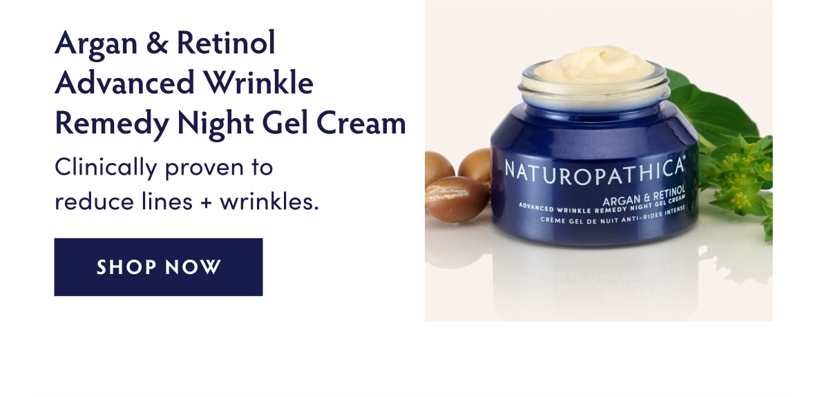 Argan & Retinol Advanced Wrinkle Remedy Night Gel Cream: Clinically proven to reduce lines + wrinkles.