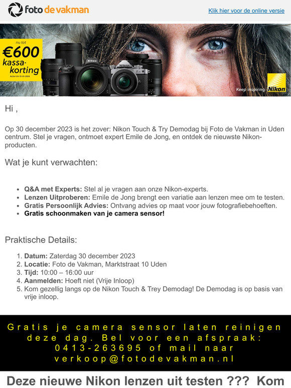 Beste, zaterdag 30-12 Demodag Nikon