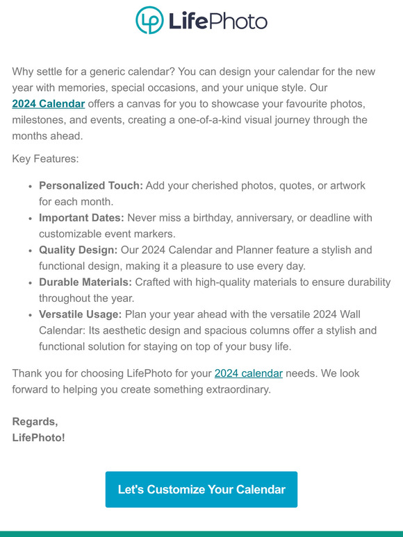 Lifephoto Create Your Own 2024 Calendar Milled