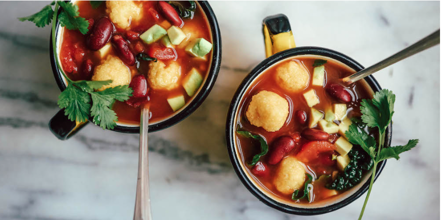 Image of Mexican red bean stew with polenta dumplings