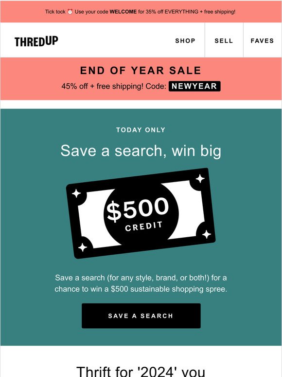 Win $500 credit 🤝 saving a search