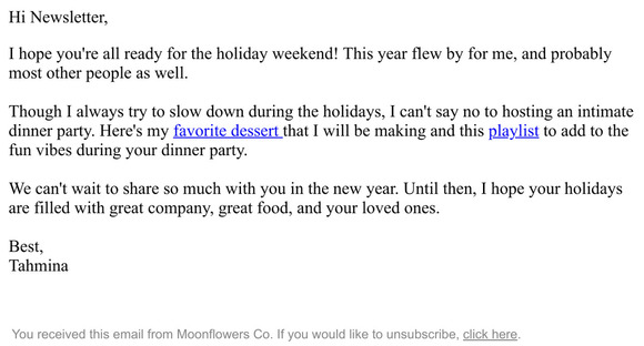 A holiday note from Tahmina