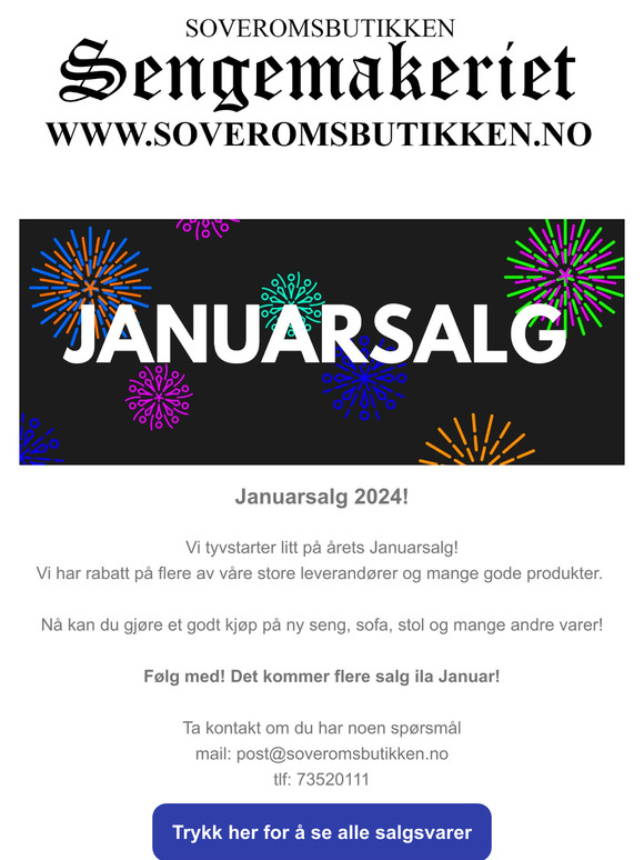 Januarsalg hos Sengemakeriet Soveromsbutikken