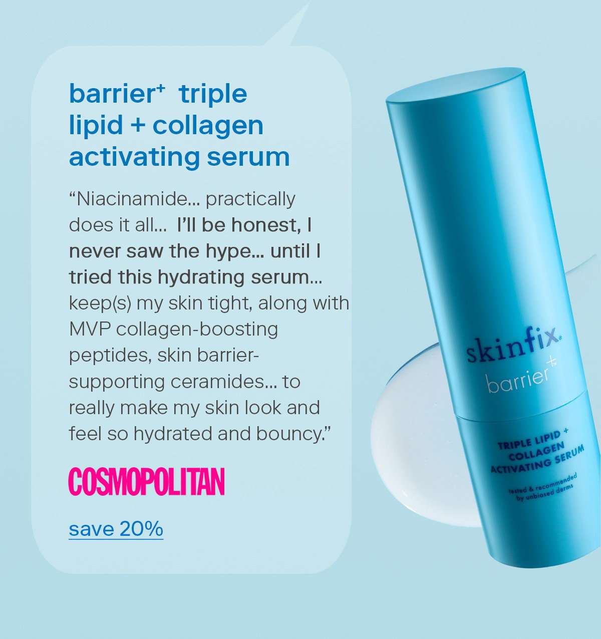 Shop triple lipid + collagen activating serum.