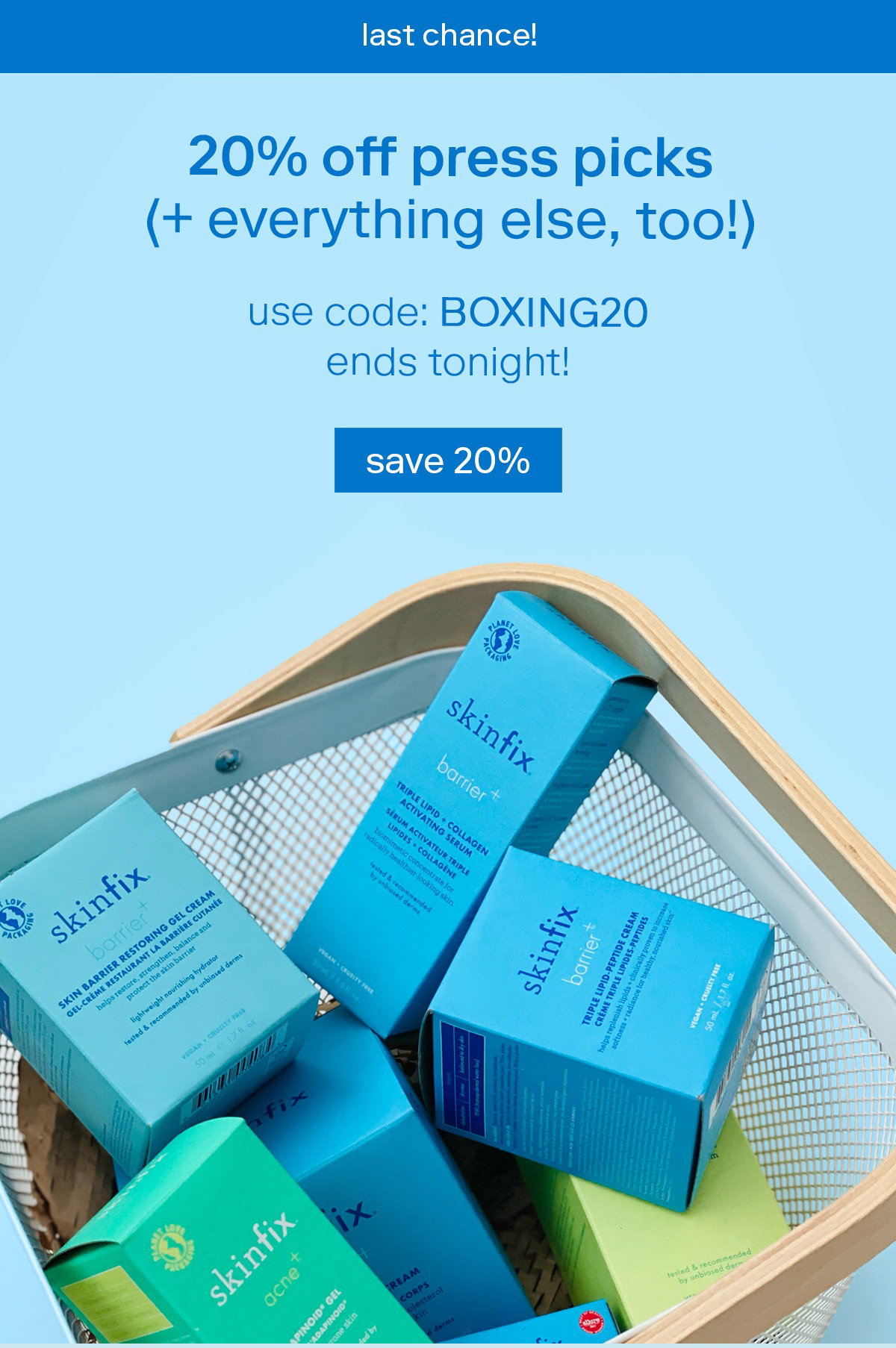 Shop now to save 20% during our boxing day event.