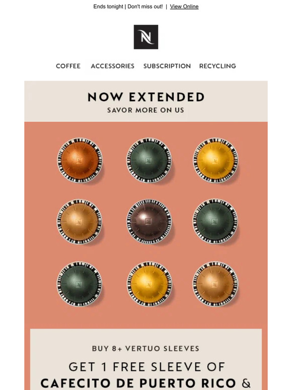 Nespresso Last Chance for 2 FREE sleeves Milled