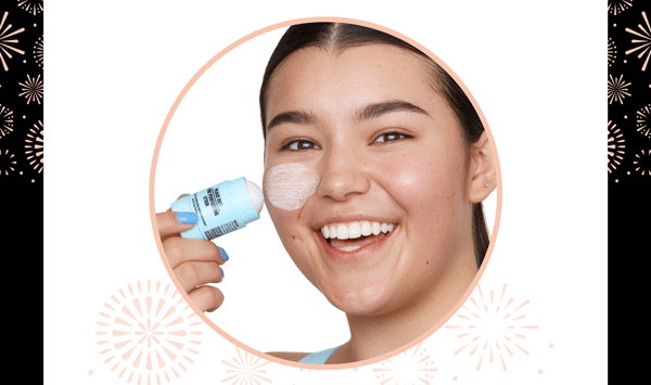 GIF of a young woman holding Acne Healing Dots, another woman using Retinol Eye Stick, and a third woman using Pore Perfecting Stick